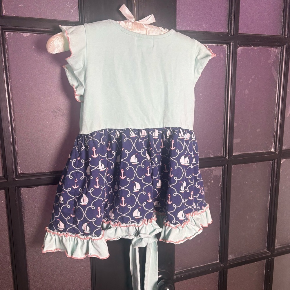 Serendipity Girls Nautical Empire Waist Dress XL (9–10) Anchors Sailboats - Picture 4 of 7